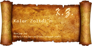 Keler Zoltán névjegykártya